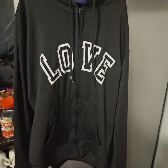 Love Jackets & Blazers - Love Black Hoodie with White Lettering